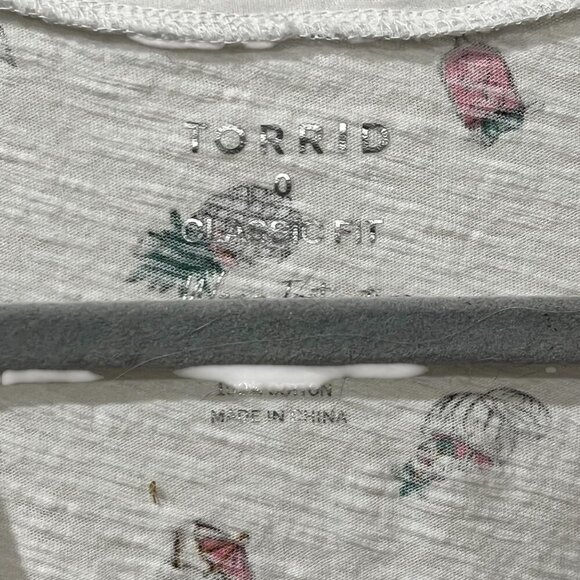 Torrid White Tank Top With Tropical & Skull Print Classic Fit Size 0 size large - Picture 3 of 7